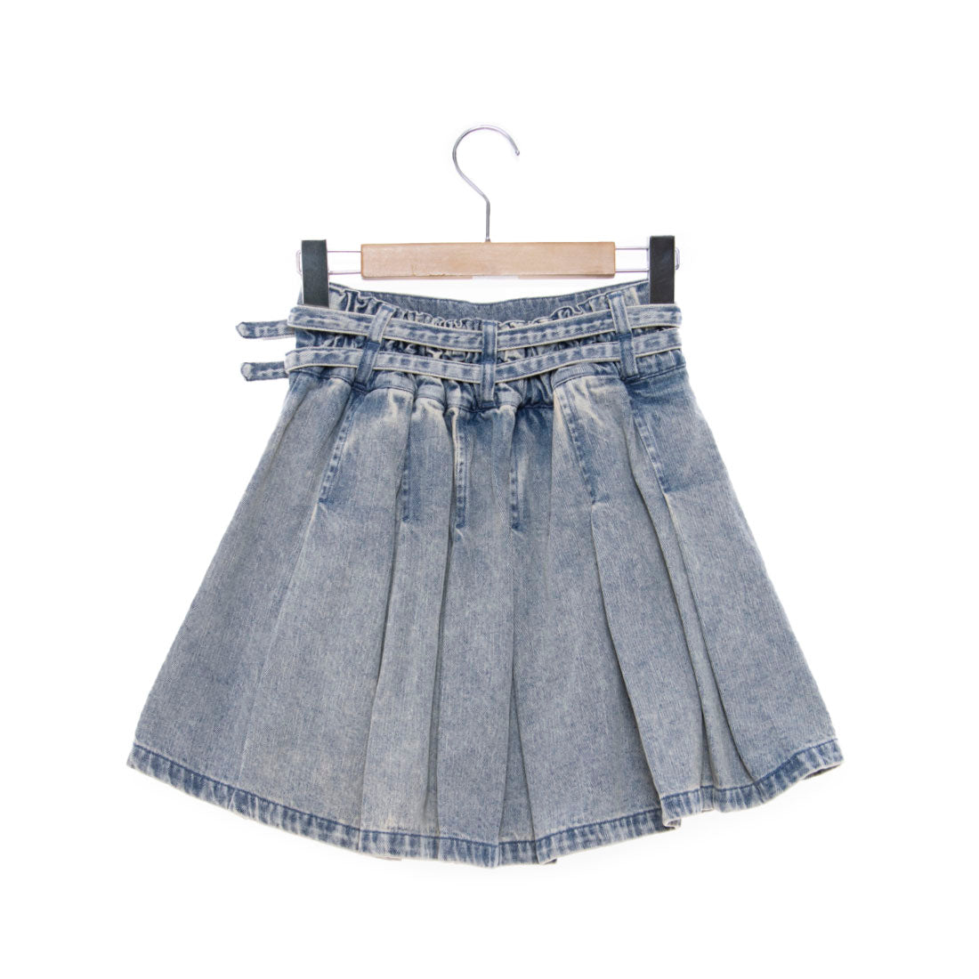Lovetoxic 【LTXC】 Double Belt Denim Pleated Skirt
