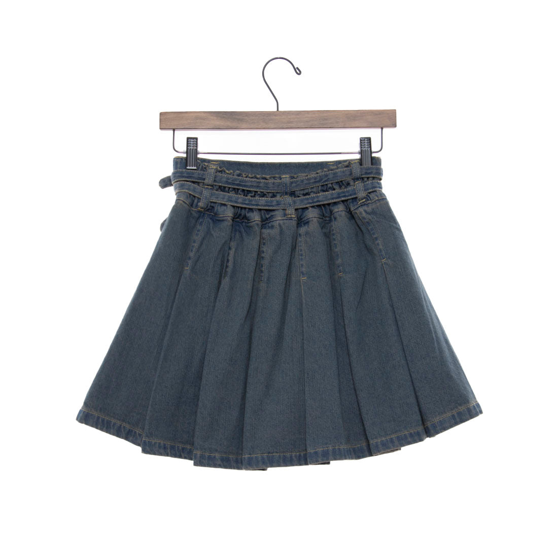 Lovetoxic 【LTXC】 Double Belt Denim Pleated Skirt