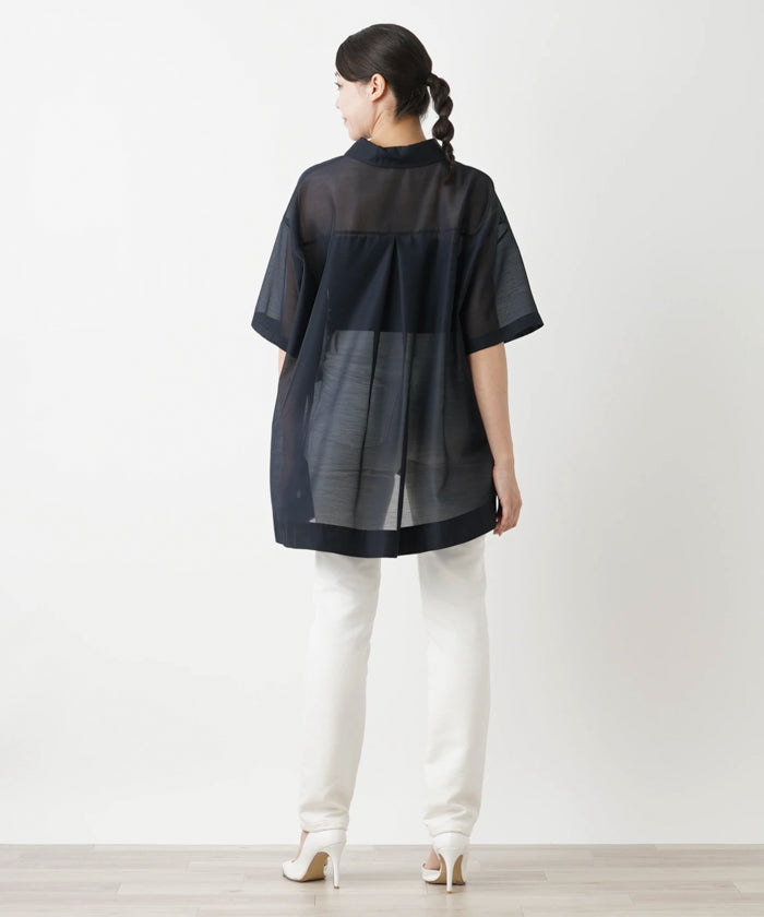 レリアンプラスハウス Leilian PLUS HOUSE 半袖スキッパーブラウス【THE NEW】【Leilian WHITE LABEL】 （ブラウン系） ブラウン系