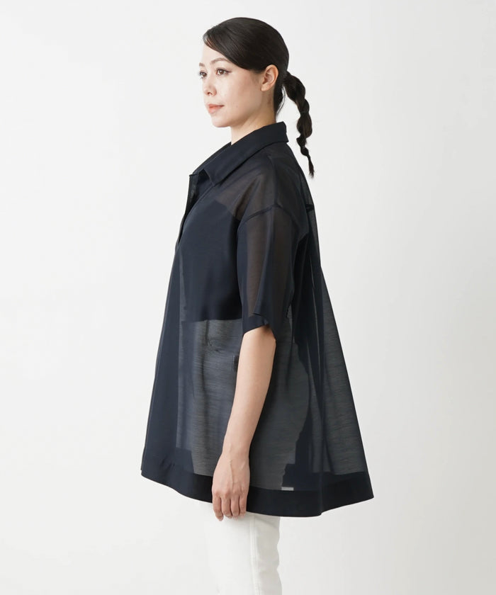 レリアンプラスハウス Leilian PLUS HOUSE 半袖スキッパーブラウス【THE NEW】【Leilian WHITE LABEL】 （ブラウン系） ブラウン系
