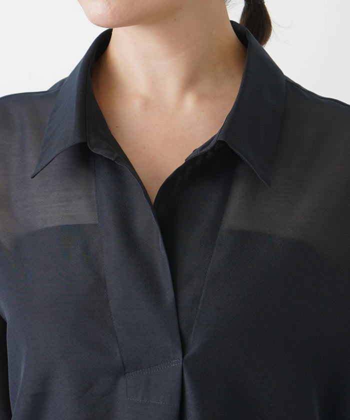 レリアンプラスハウス Leilian PLUS HOUSE 半袖スキッパーブラウス【THE NEW】【Leilian WHITE LABEL】 （ブラウン系） ブラウン系
