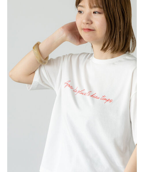 ルノンキュール Lugnoncure 【接触冷感】筆記体ロゴプリントTシャツ （レッド） レッド