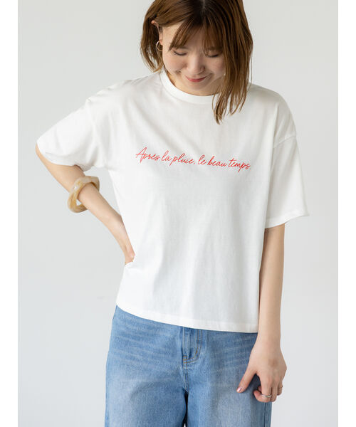 ルノンキュール Lugnoncure 【接触冷感】筆記体ロゴプリントTシャツ （レッド） レッド