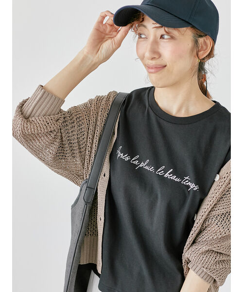 ルノンキュール Lugnoncure 【接触冷感】筆記体ロゴプリントTシャツ （ブラック） ブラック