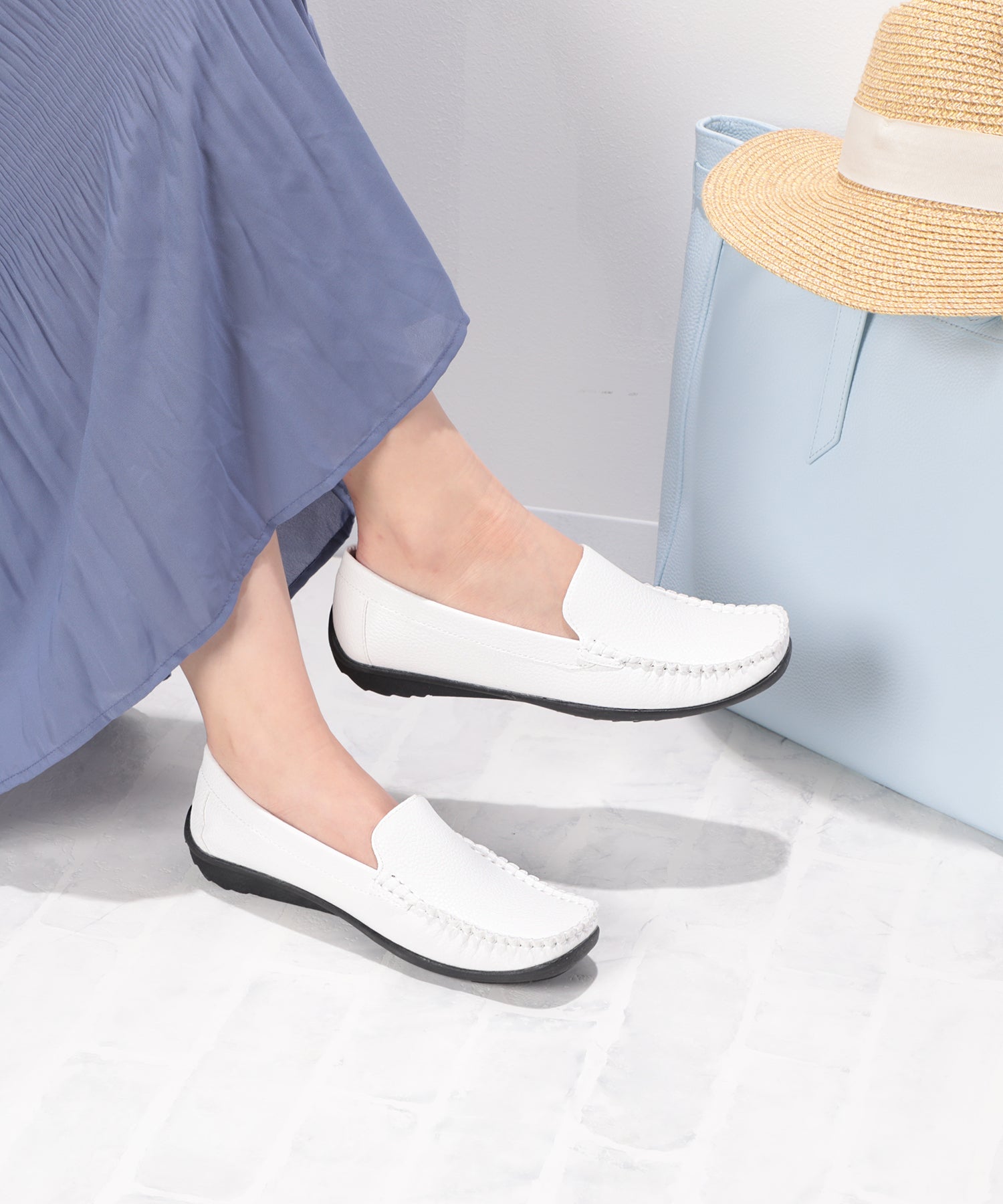 ル ソン Le son レザー調モカシン ドライビングサブリナシューズ