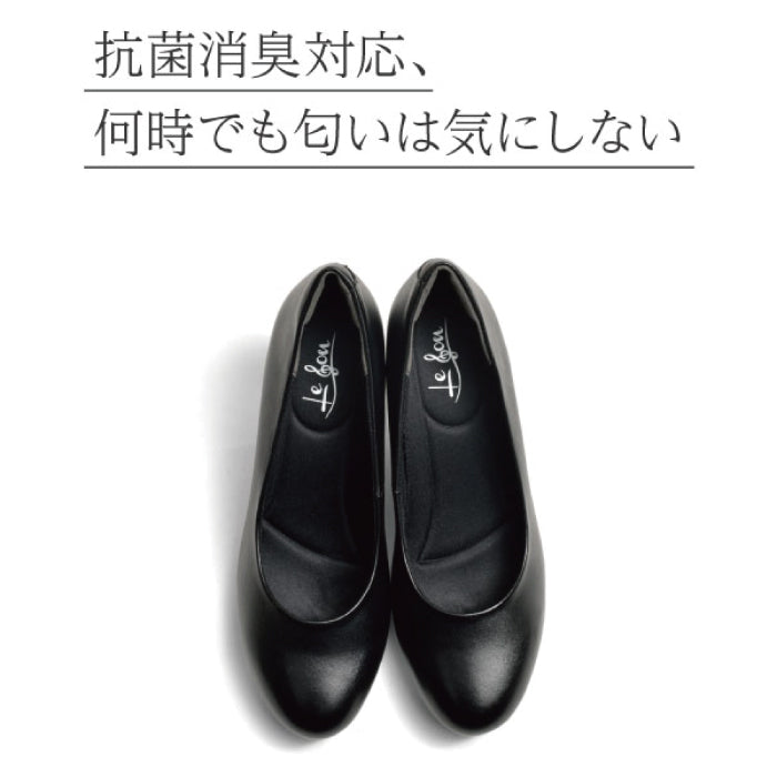 ル ソン Le son 牛革 カウレザープレーンパンプス(ミドルヒール) （ブラック） ブラック