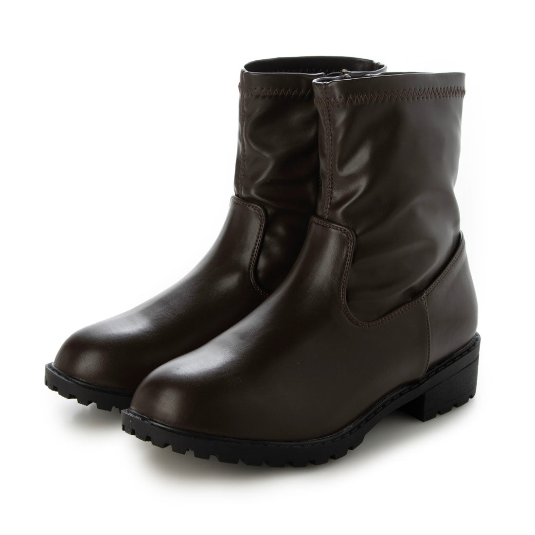 ル ソン Le son 【Le son/ル ソン】撥水加工ショートストレッチジップブーツ （ダークブラウン） ダークブラウン