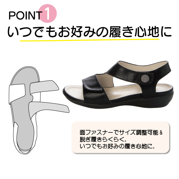 SMART WALK スマートウォーク 全部開ける本革ラメ入サンダル