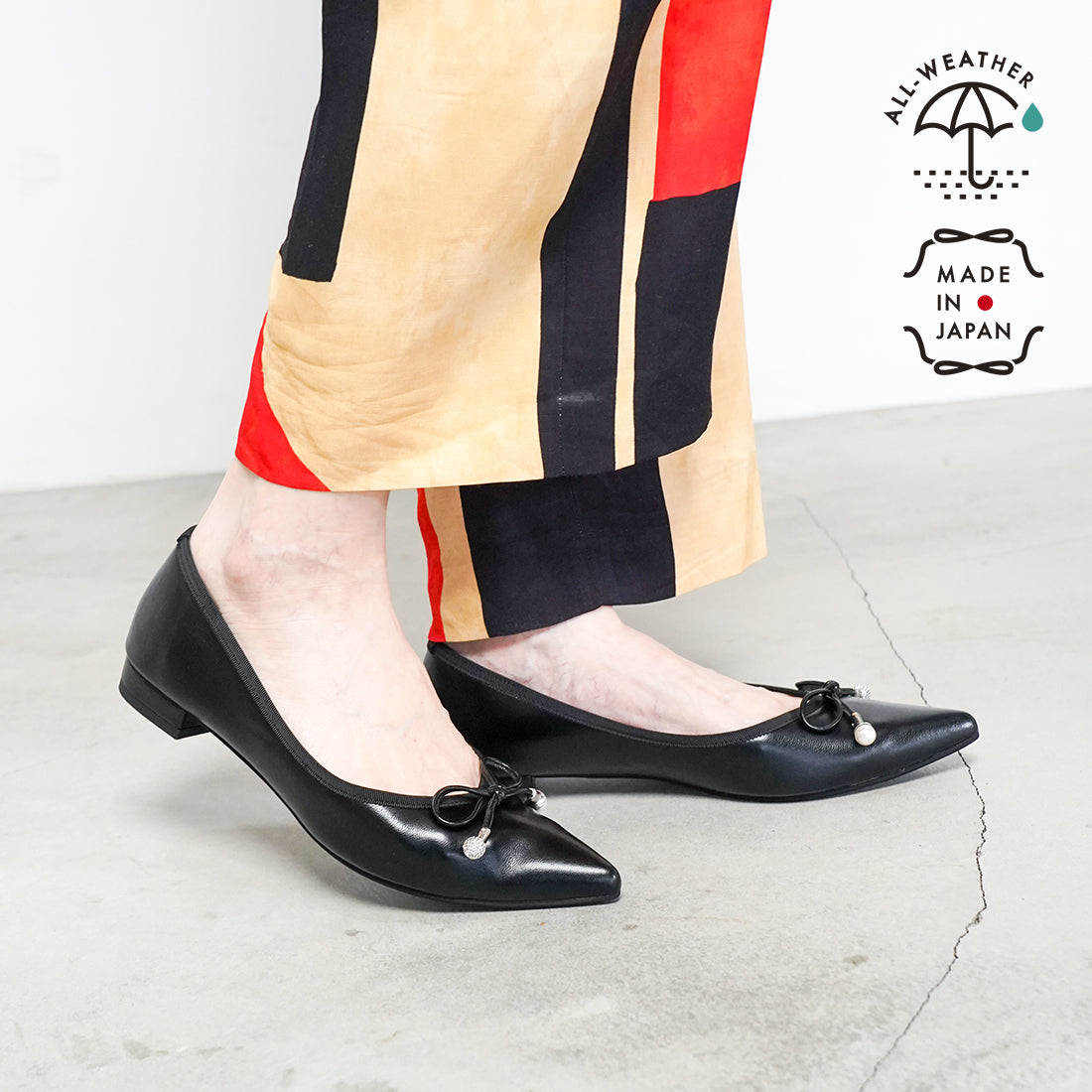 ラフオレッタ Lauf oletta 【レイン対応】パールモチーフバレエ ALL-WEATHER(LRH101) （BLACK） BLACK