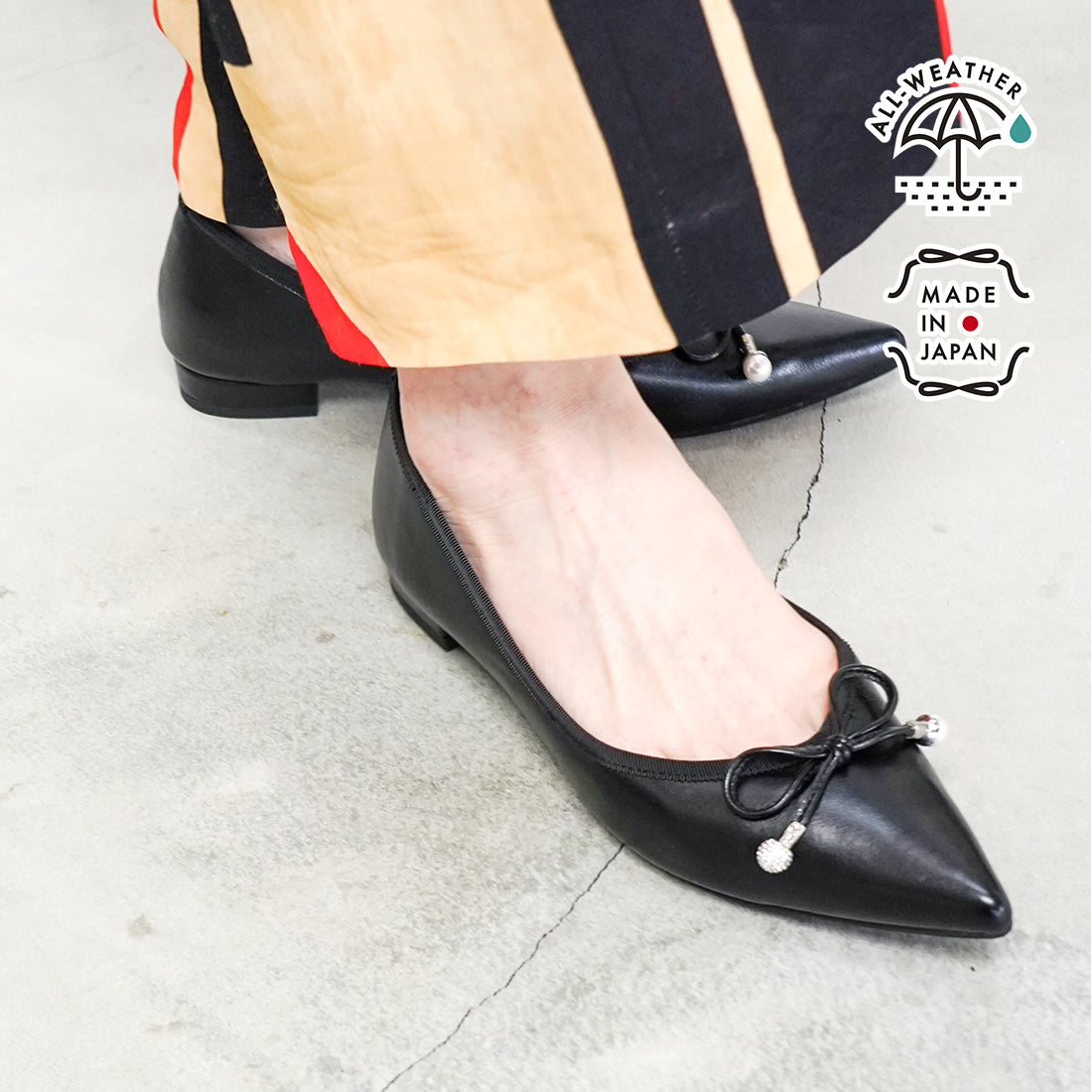 ラフオレッタ Lauf oletta 【レイン対応】パールモチーフバレエ ALL-WEATHER(LRH101) （BLACK） BLACK