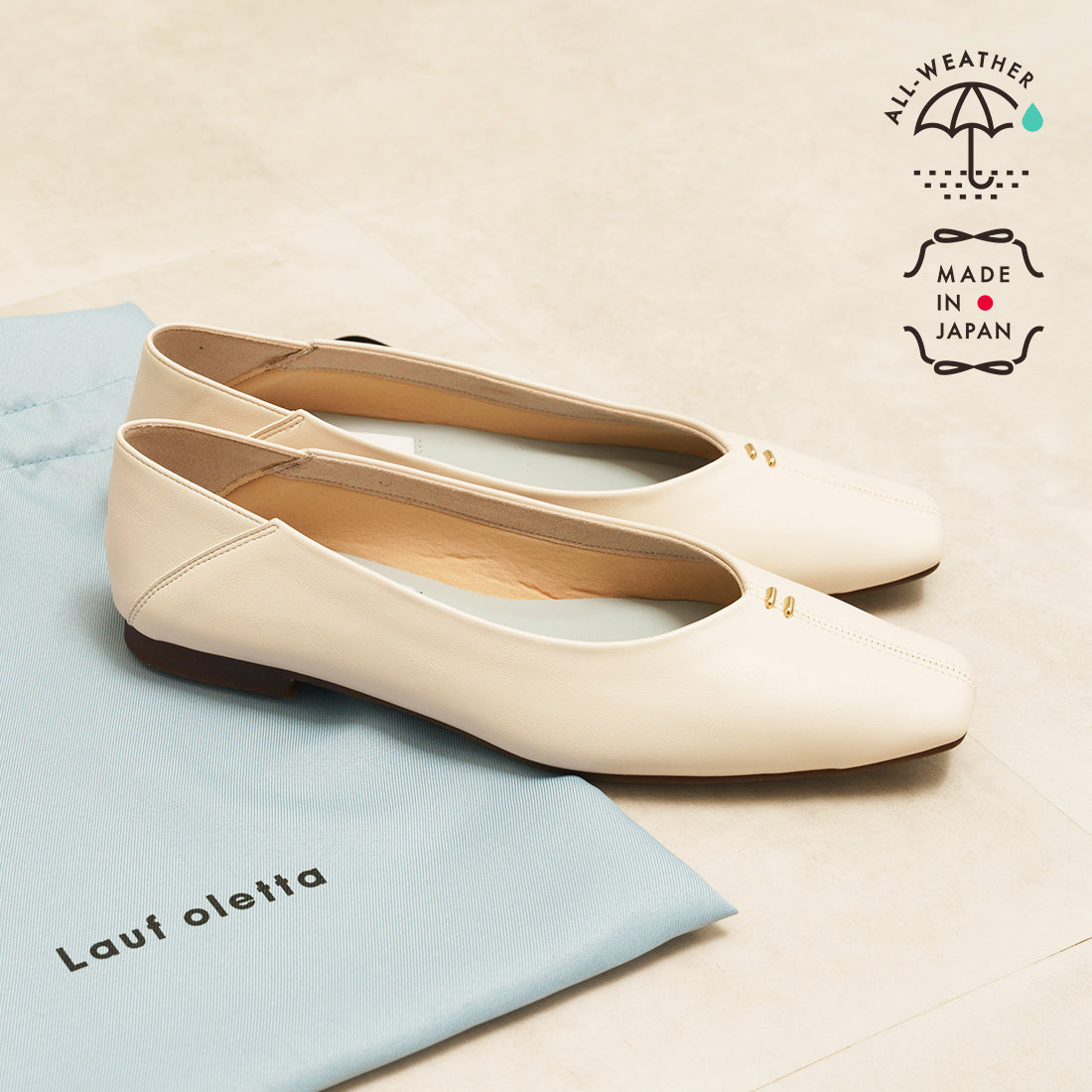 ラフオレッタ Lauf oletta 【レイン対応】ソフトVカットバブーシュ ALL-WEATHER(LRH103) （IVORY） IVORY
