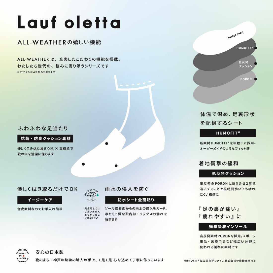 ラフオレッタ Lauf oletta 【レイン対応】ソフトVカットバブーシュ ALL-WEATHER(LRH103) （IVORY） IVORY