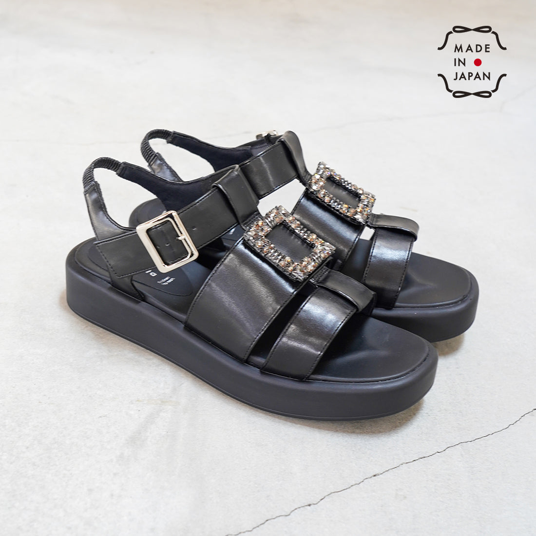 ラフオレッタ Lauf oletta ビジュープラットフォームサンダル(L116) （BLACK） BLACK