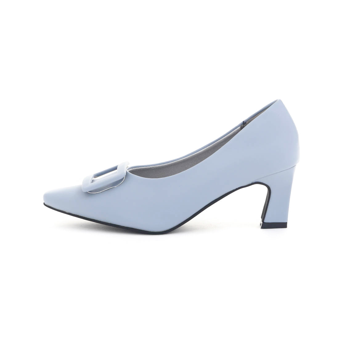 レナ Lena レディース パンプス バックルパンプス チャンキーヒール 6.5cmヒール スクエアトゥ 歩きやすい 6519 （ブルー） ブルー