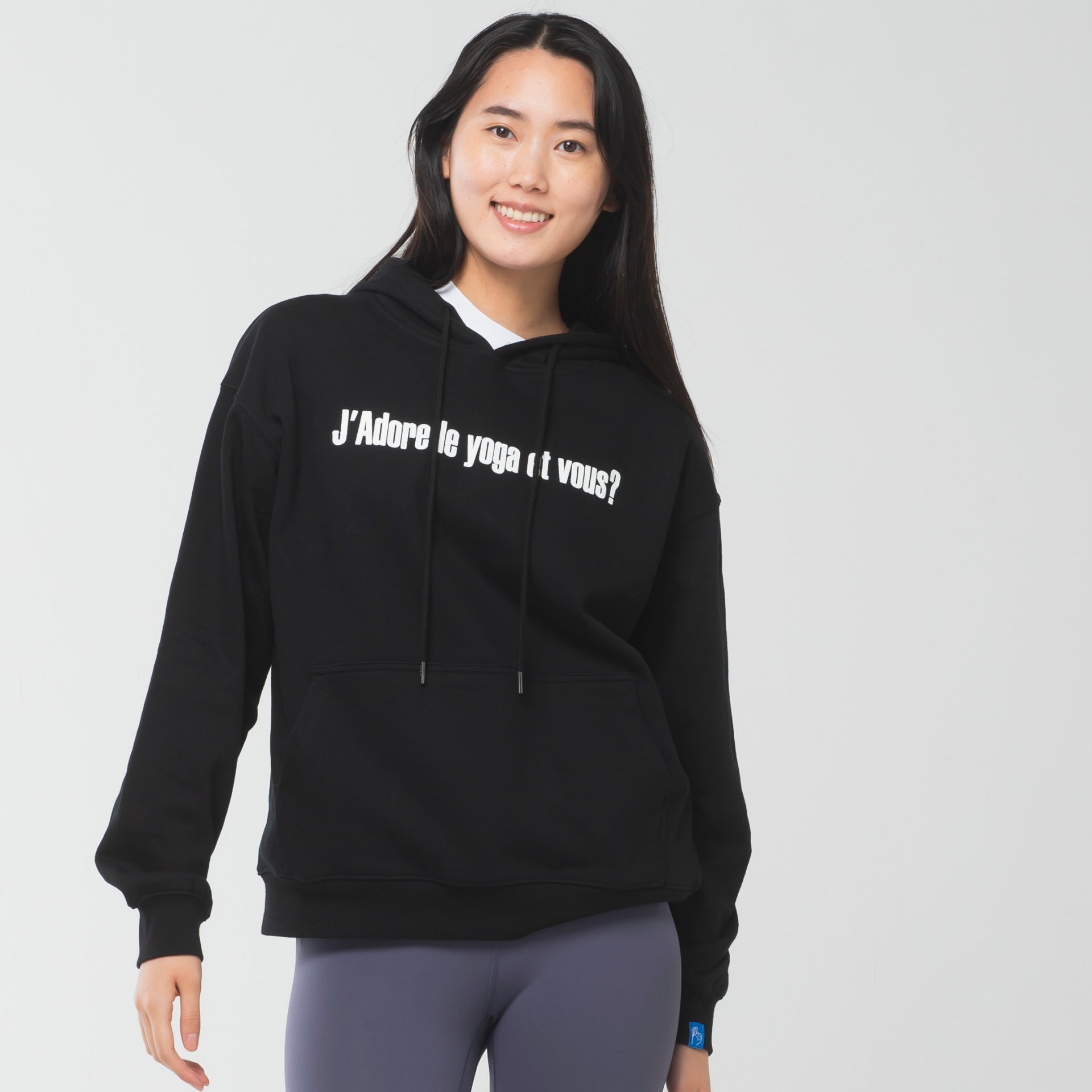 ロングライフアンドハピネス Longlife & Happiness I love yoga コットン オーバーサイズ フーディー （BLACK） BLACK