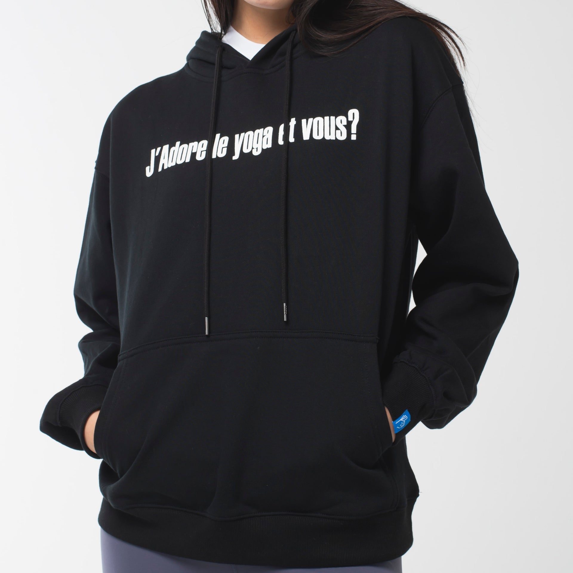 ロングライフアンドハピネス Longlife & Happiness I love yoga コットン オーバーサイズ フーディー （BLACK） BLACK