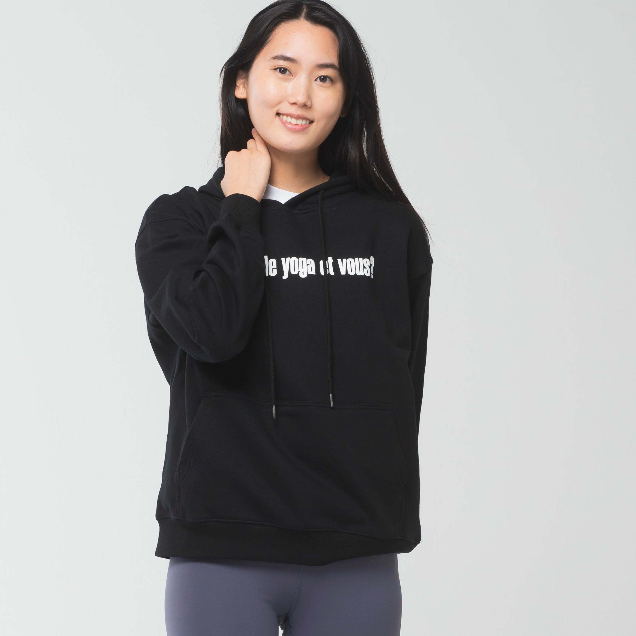 ロングライフアンドハピネス Longlife & Happiness I love yoga コットン オーバーサイズ フーディー （BLACK） BLACK