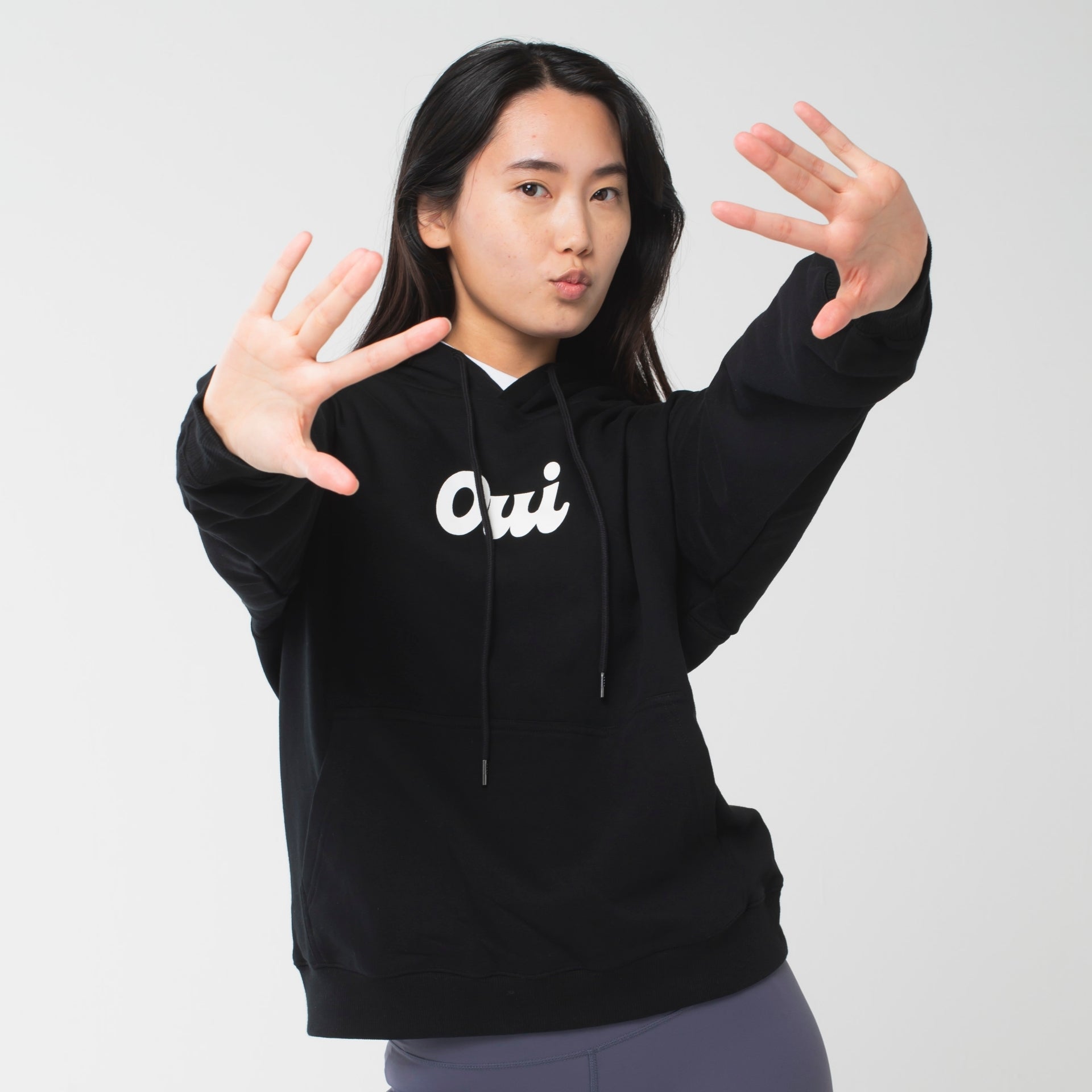 ロングライフアンドハピネス Longlife & Happiness Oui コットン オーバーサイズ フーディー （BLACK） BLACK