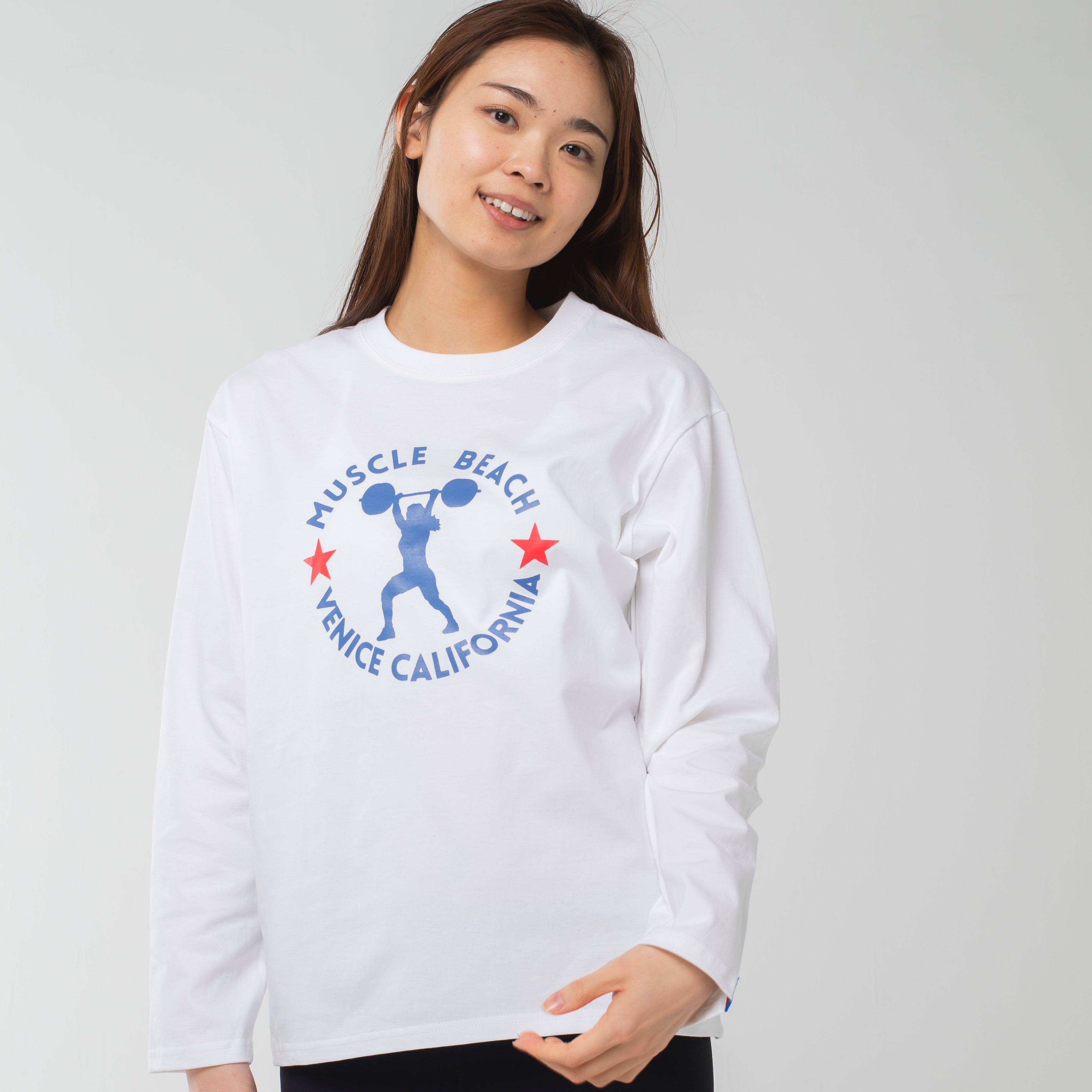 ロングライフアンドハピネス Longlife & Happiness MUSCLE BEACH コットン ロングスリーブティー （WHITE） WHITE