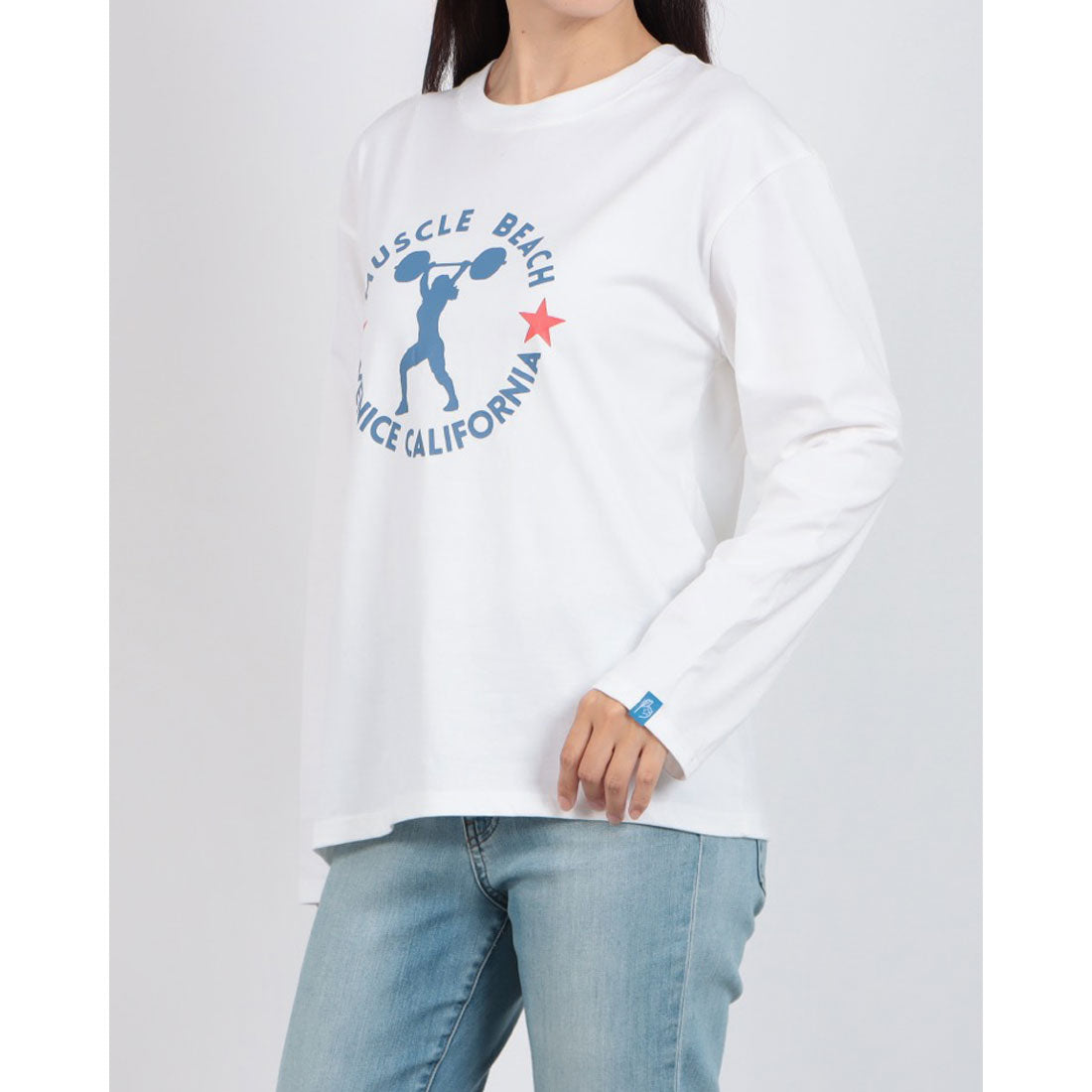 ロングライフアンドハピネス Longlife & Happiness MUSCLE BEACH コットン ロングスリーブティー （WHITE） WHITE