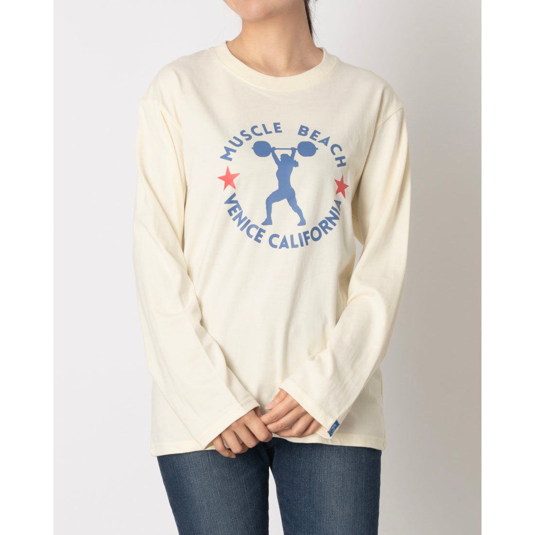 ロングライフアンドハピネス Longlife & Happiness MUSCLE BEACH コットン ロングスリーブティー （WHITE） WHITE