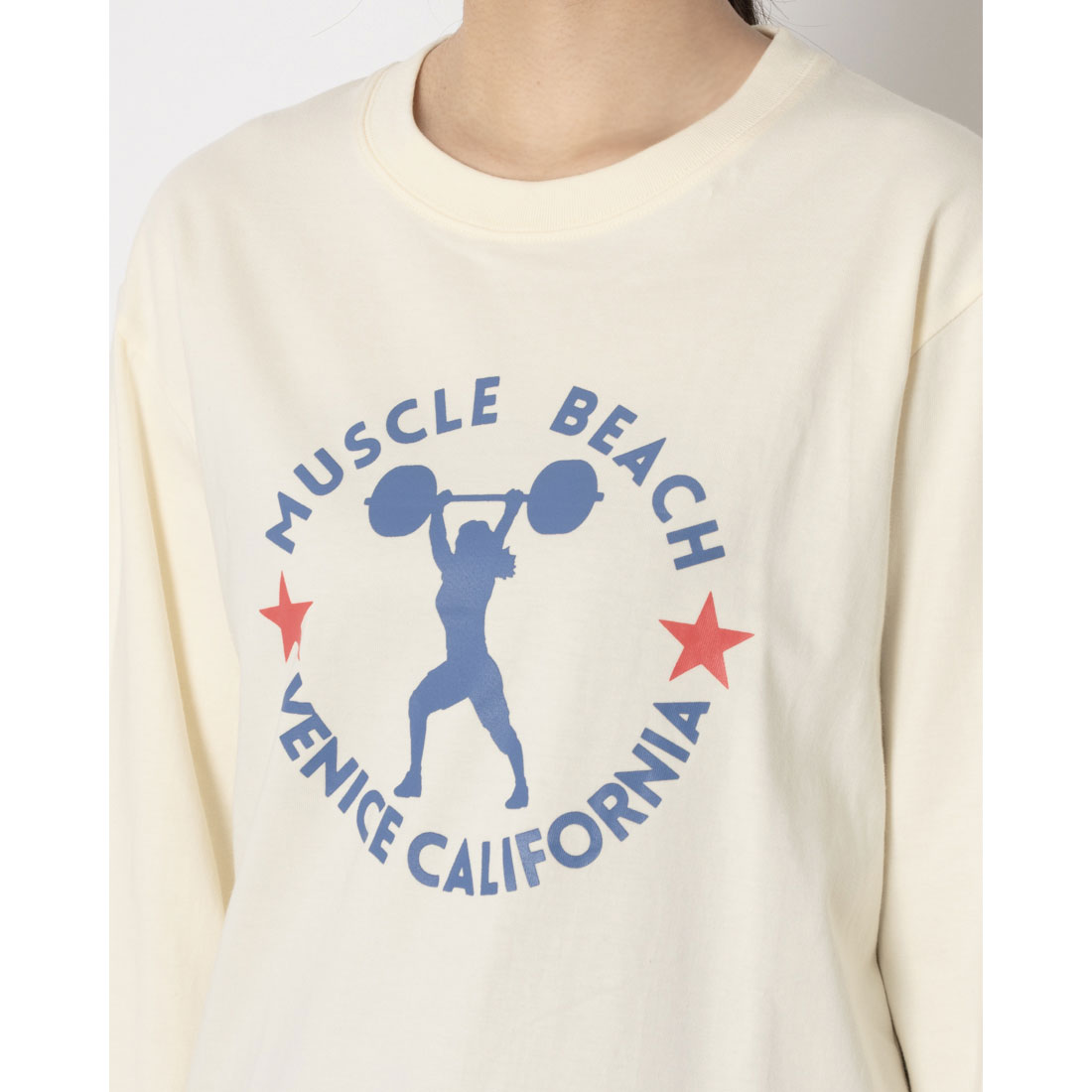 ロングライフアンドハピネス Longlife & Happiness MUSCLE BEACH コットン ロングスリーブティー （WHITE） WHITE