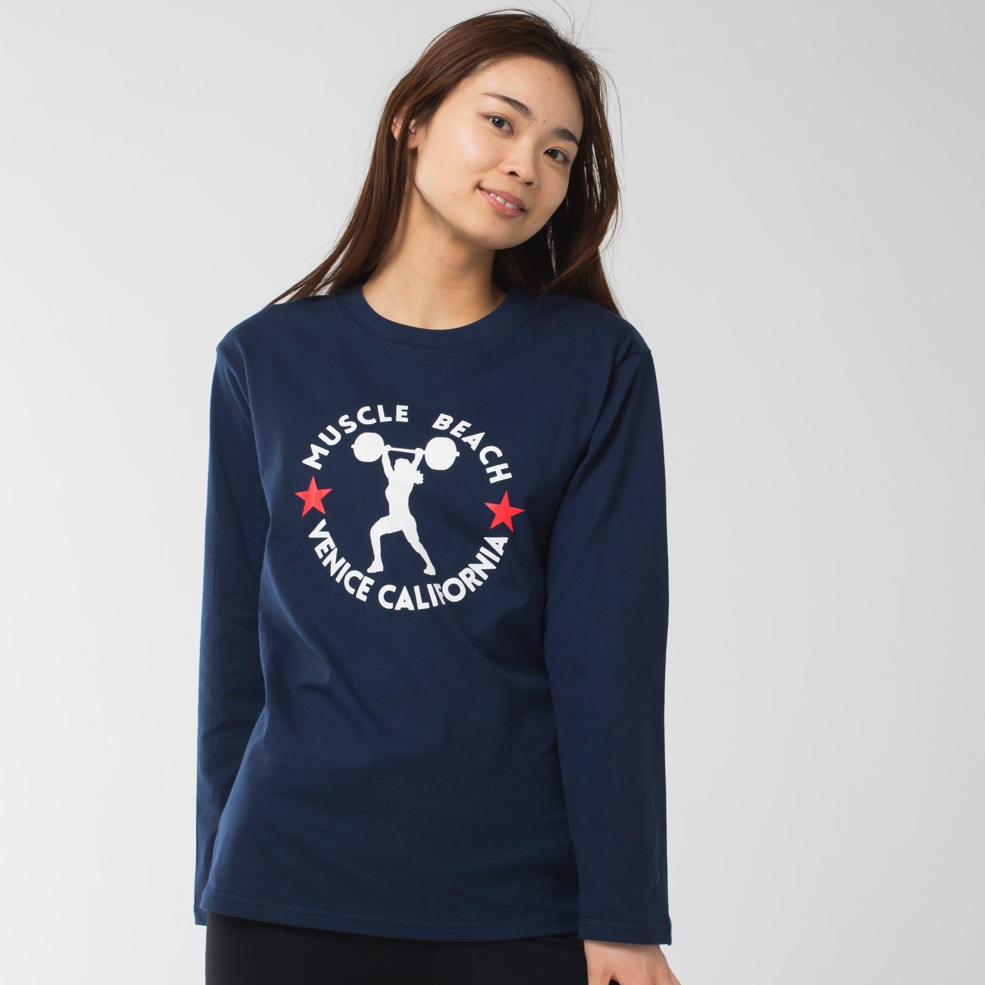ロングライフアンドハピネス Longlife & Happiness MUSCLE BEACH コットン ロングスリーブティー （NAVY） NAVY
