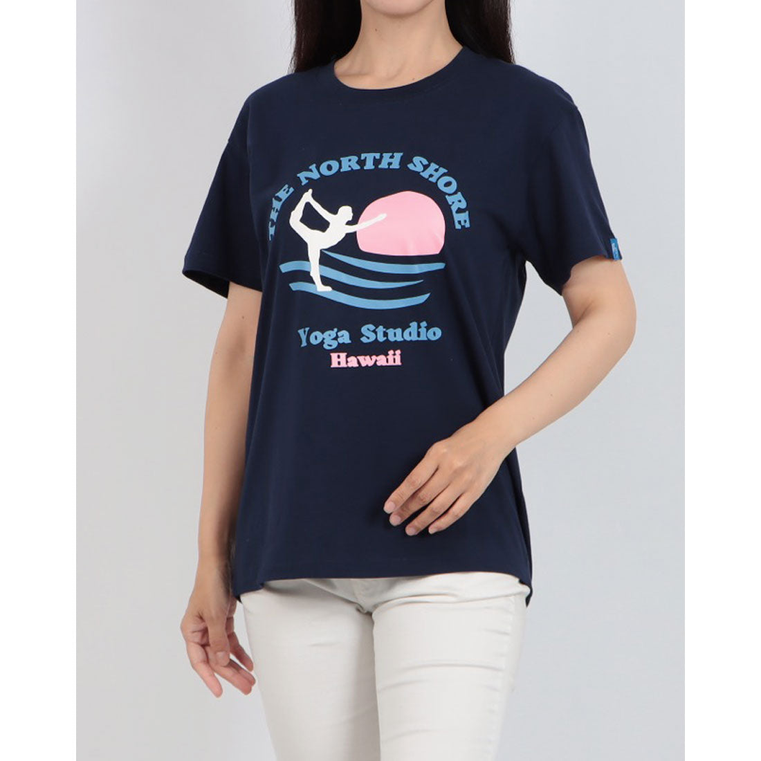 ロングライフアンドハピネス Longlife & Happiness North Shore Yoga Studio コットン クルー 半袖 Tシャツ （NAVY） NAVY