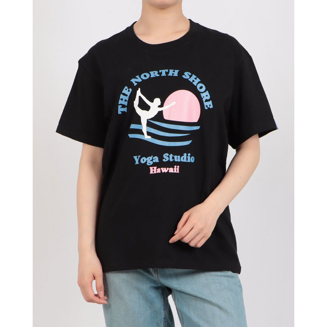 ロングライフアンドハピネス Longlife & Happiness North Shore Yoga Studio コットン クルー 半袖 Tシャツ （NAVY） NAVY