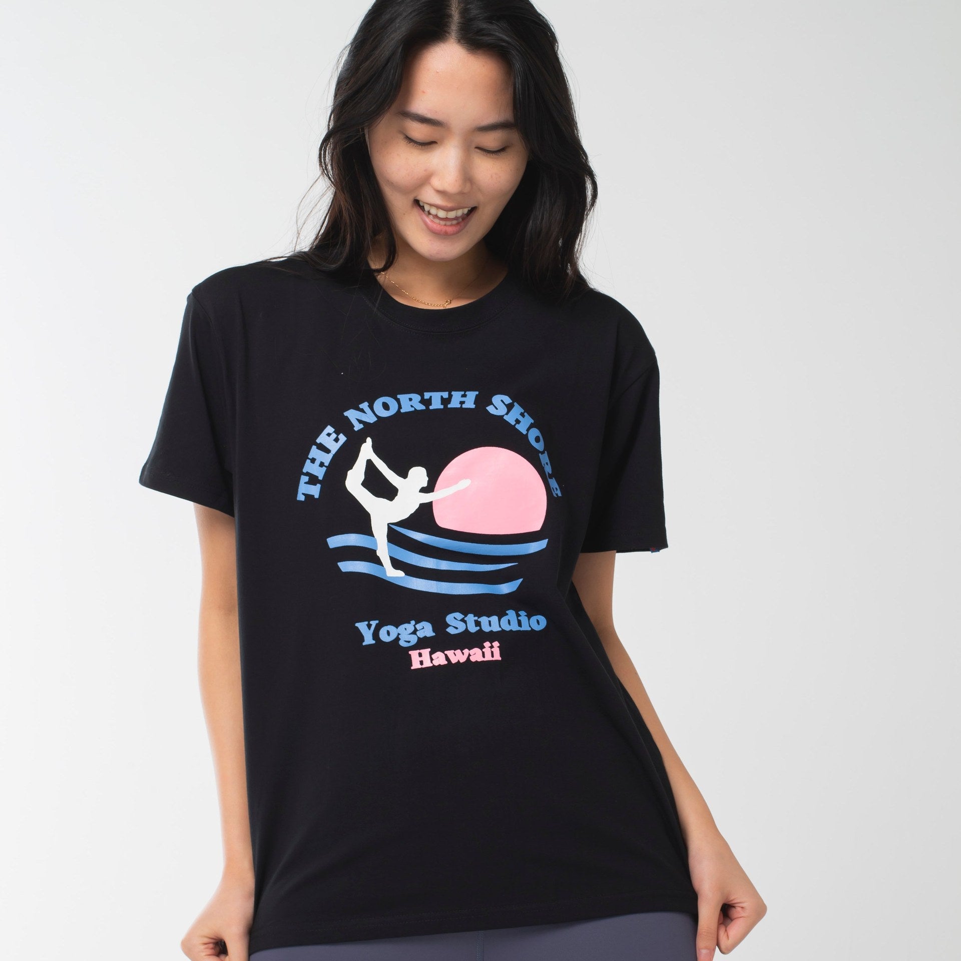 ロングライフアンドハピネス Longlife & Happiness North Shore Yoga Studio コットン クルー 半袖 Tシャツ （BLACK） BLACK