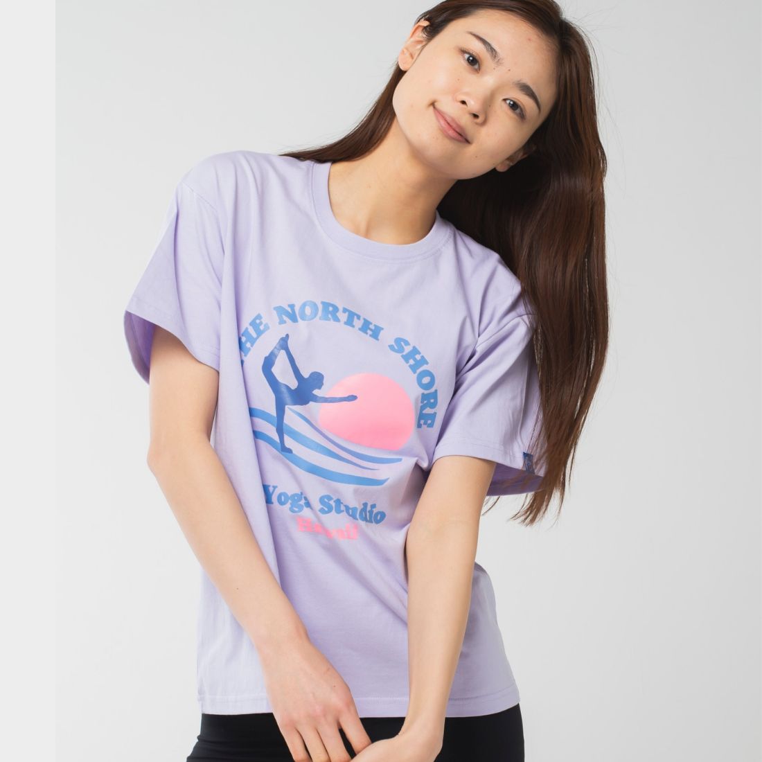 ロングライフアンドハピネス Longlife & Happiness North Shore Yoga Studio コットン クルー 半袖 Tシャツ （LAVENDER） LAVENDER