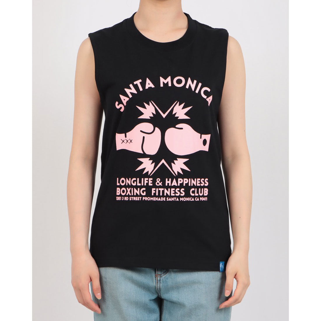 ロングライフアンドハピネス Longlife & Happiness Santa Monica Boxing Gym コットン ボックスタンク （BLACK） BLACK