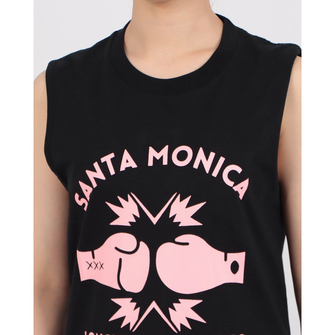 ロングライフアンドハピネス Longlife & Happiness Santa Monica Boxing Gym コットン ボックスタンク （BLACK） BLACK