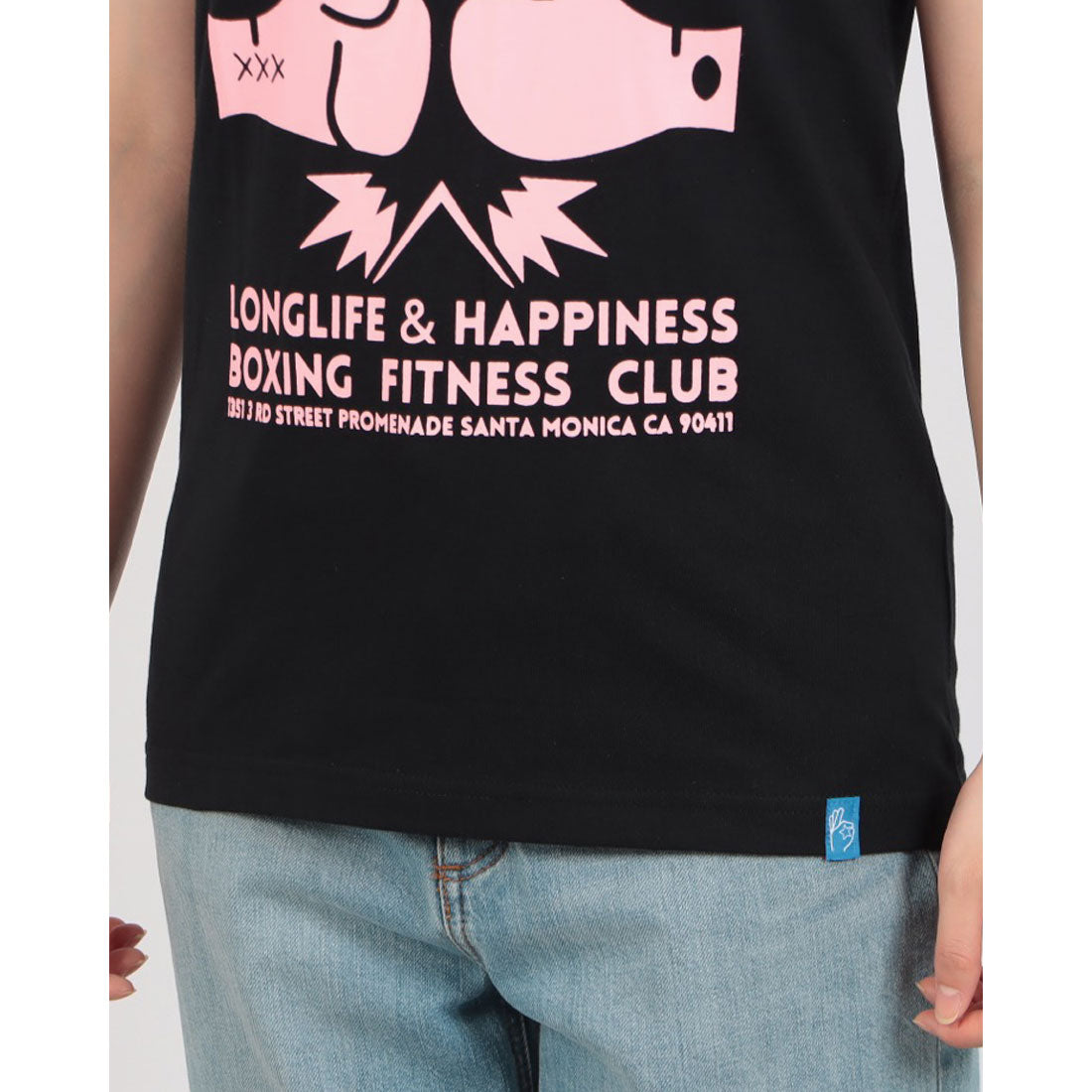 ロングライフアンドハピネス Longlife & Happiness Santa Monica Boxing Gym コットン ボックスタンク （BLACK） BLACK
