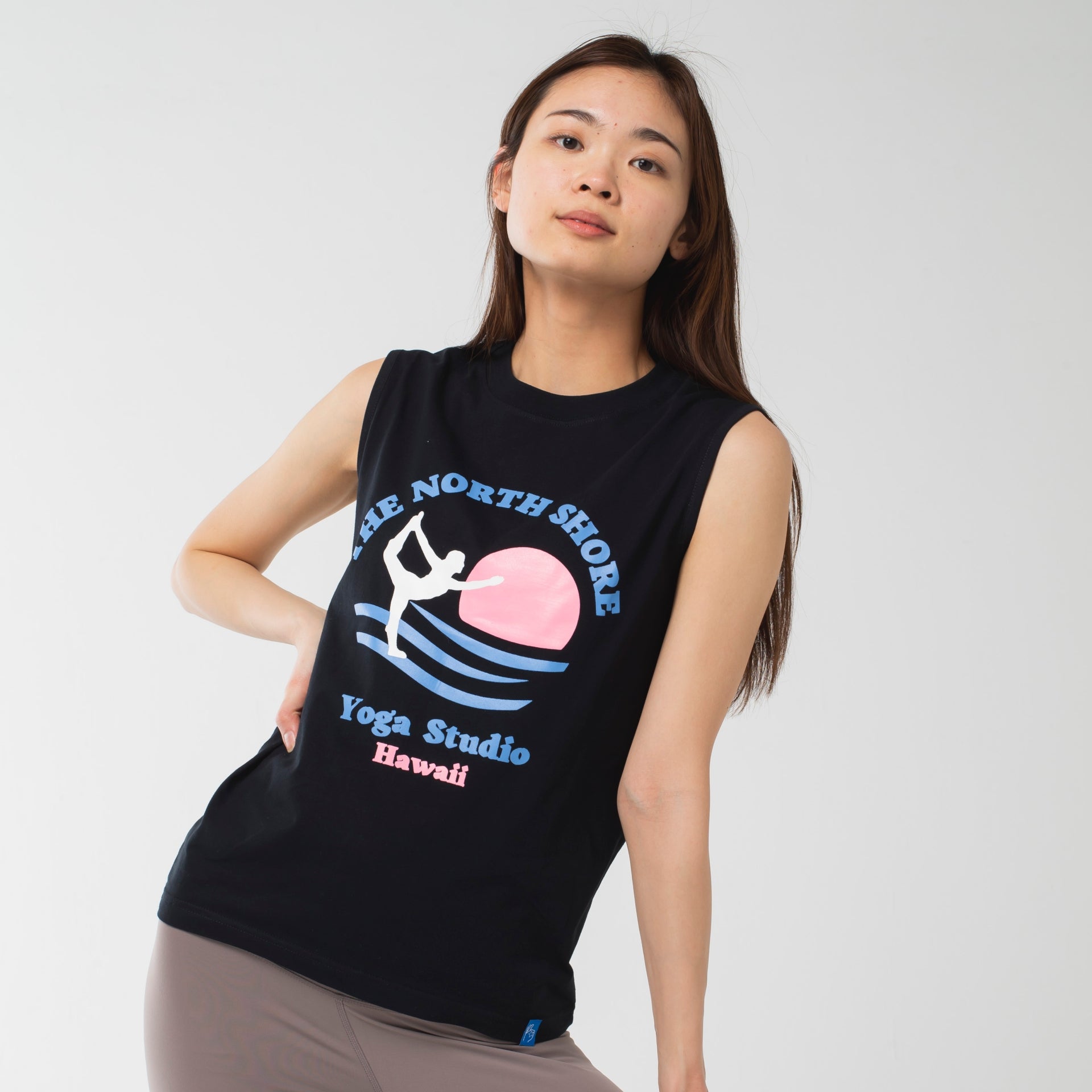 ロングライフアンドハピネス Longlife & Happiness North Shore Yoga Studio コットン ボックスタンク （BLACK） BLACK