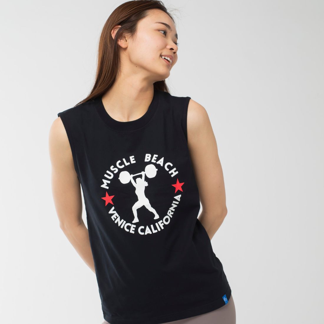 ロングライフアンドハピネス Longlife & Happiness MUSCLE BEACH コットン ボックスタンク （BLACK） BLACK