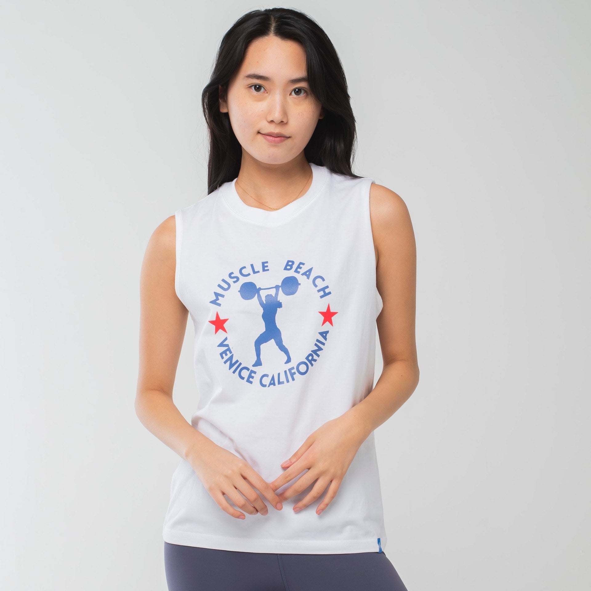ロングライフアンドハピネス Longlife & Happiness MUSCLE BEACH コットン ボックスタンク （WHITE） WHITE