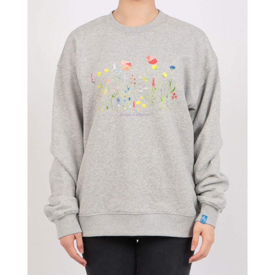 ロングライフアンドハピネス Longlife & Happiness ワイルドフラワー クルースウェットシャツ 裏起毛 （GREY MARL） GREY MARL