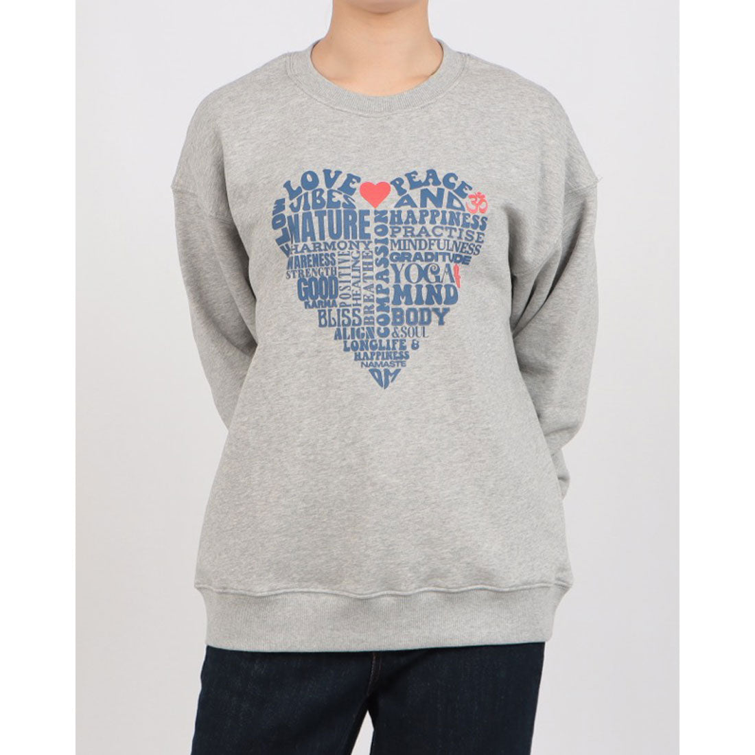 ロングライフアンドハピネス Longlife & Happiness Love & Peace ワイルドフラワー クルースウェットシャツ 裏起毛 （GREY MARL） GREY MARL