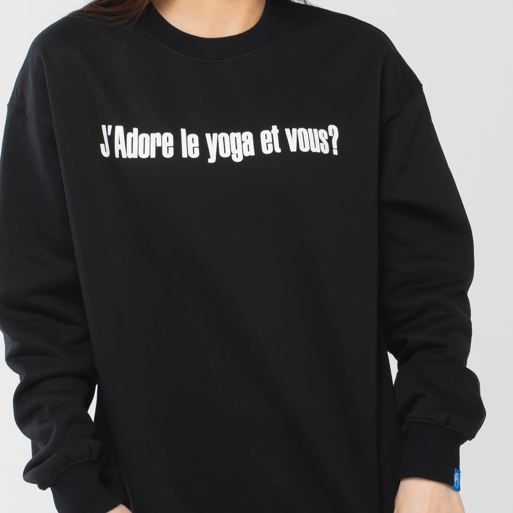 ロングライフアンドハピネス Longlife & Happiness I love yoga クルースウェットシャツ 裏起毛 （BLACK） BLACK