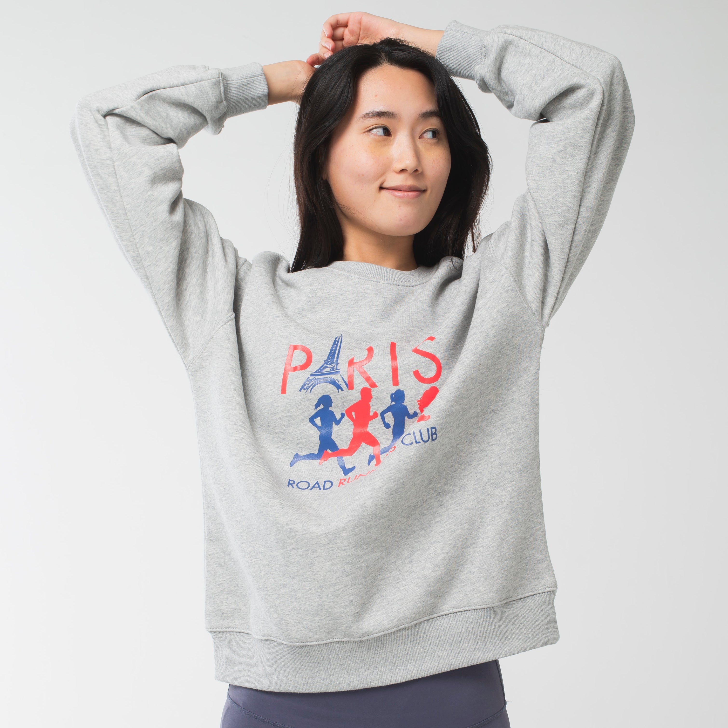 ロングライフアンドハピネス Longlife & Happiness Paris Runners Club クルースウェットシャツ 裏起毛 （GREY MARL） GREY MARL