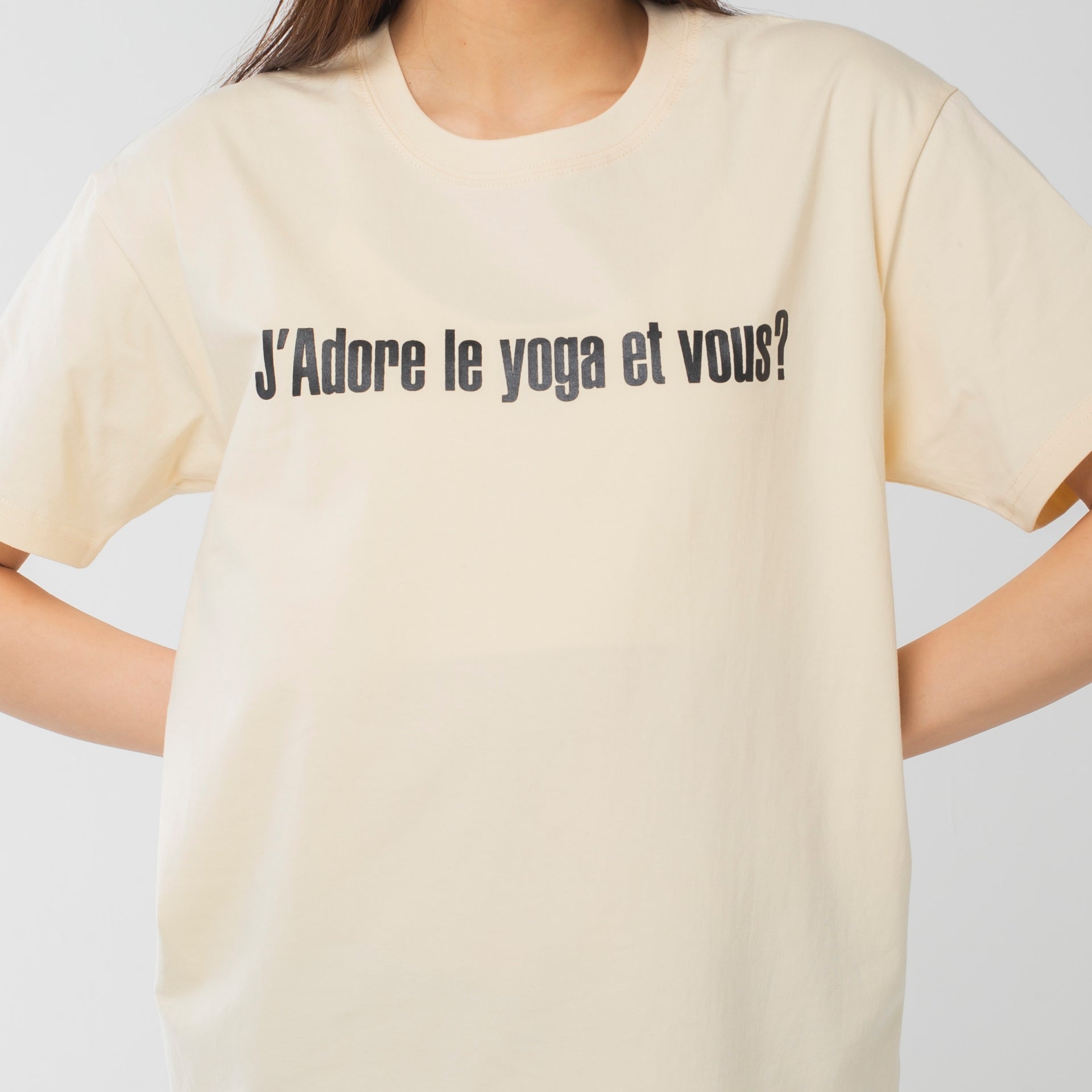 ロングライフアンドハピネス Longlife & Happiness I love yoga コットン クルー 半袖 Tシャツ （CREAM） CREAM