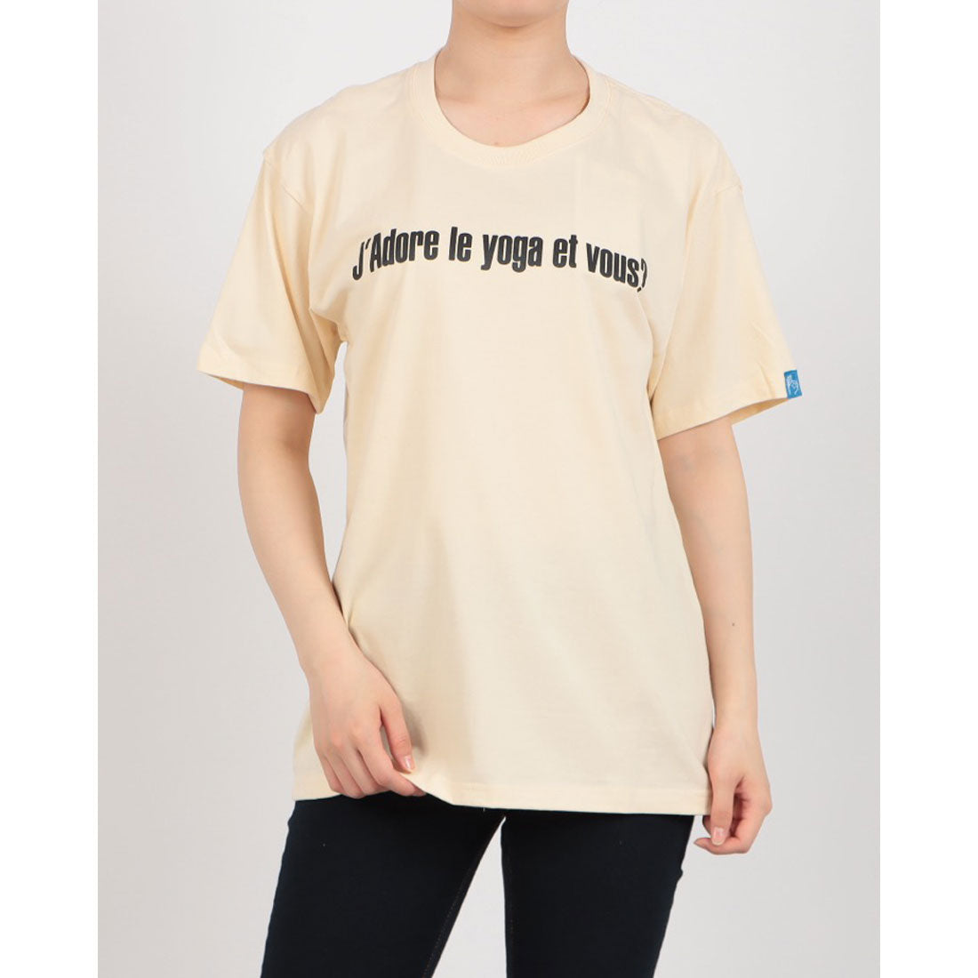 ロングライフアンドハピネス Longlife & Happiness I love yoga コットン クルー 半袖 Tシャツ （CREAM） CREAM