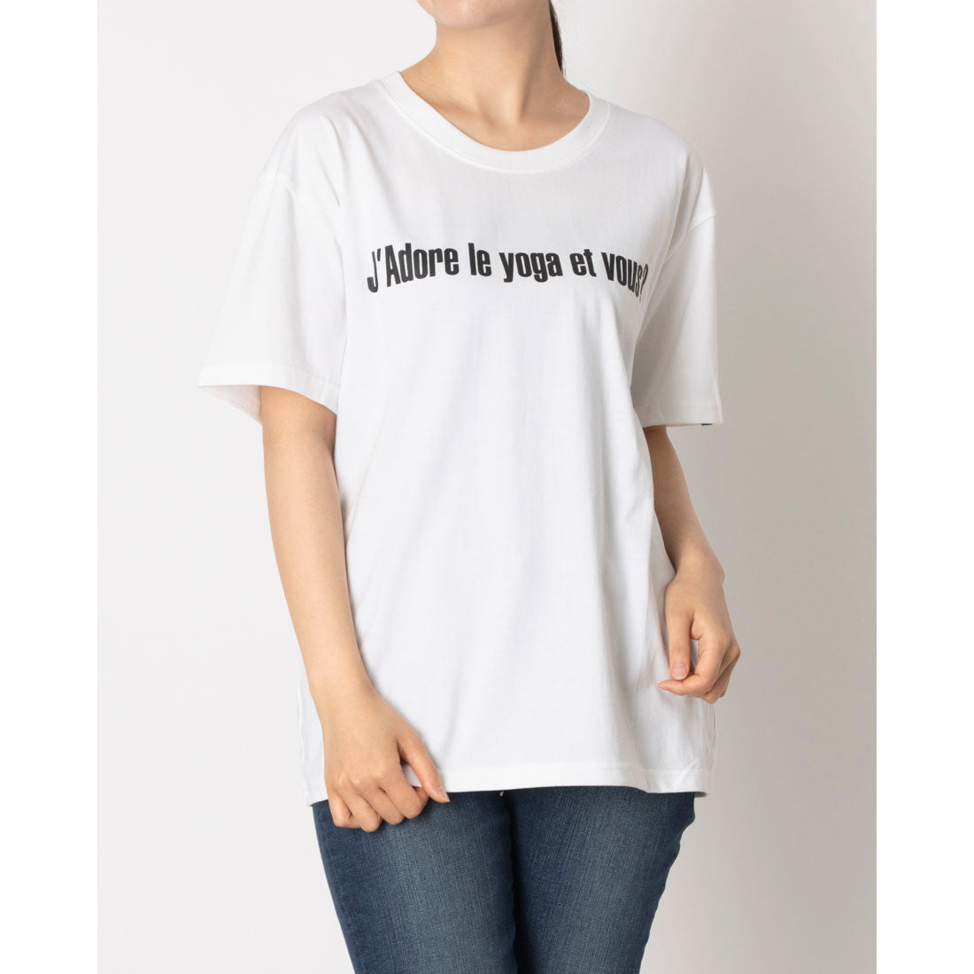 ロングライフアンドハピネス Longlife & Happiness I love yoga コットン クルー 半袖 Tシャツ （CREAM） CREAM