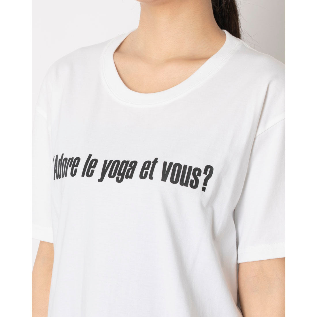 ロングライフアンドハピネス Longlife & Happiness I love yoga コットン クルー 半袖 Tシャツ （CREAM） CREAM