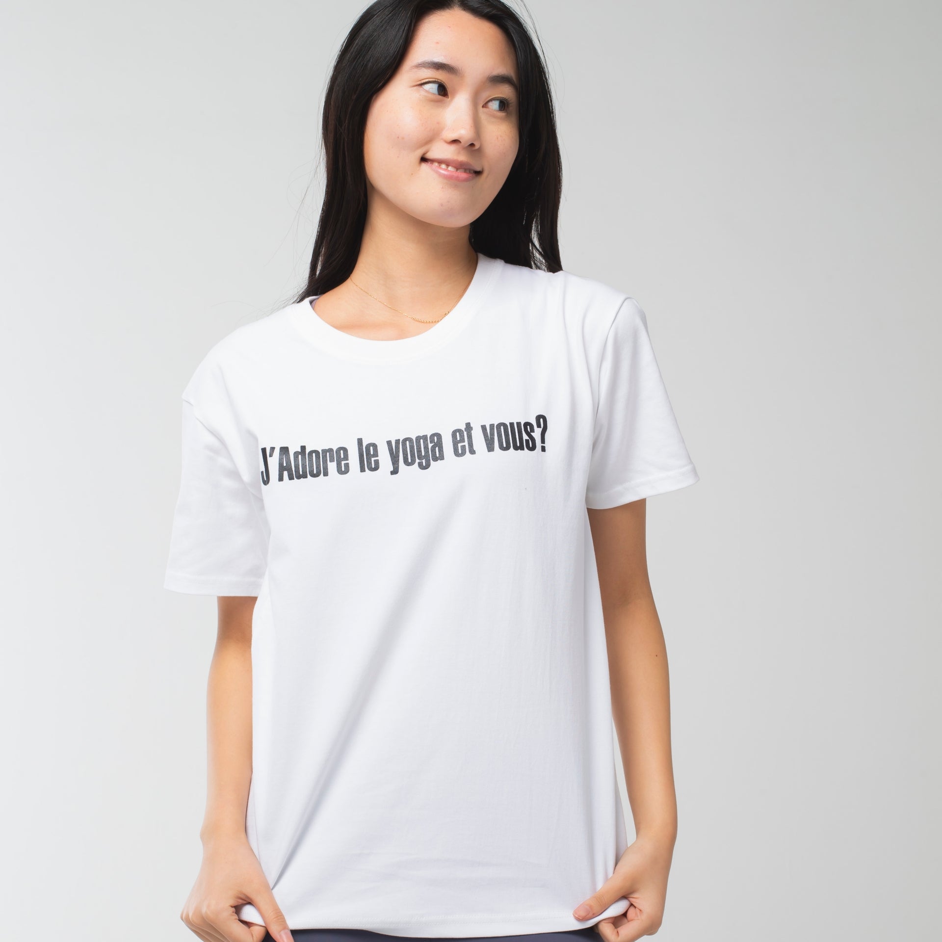 ロングライフアンドハピネス Longlife & Happiness I love yoga コットン クルー 半袖 Tシャツ （WHITE） WHITE