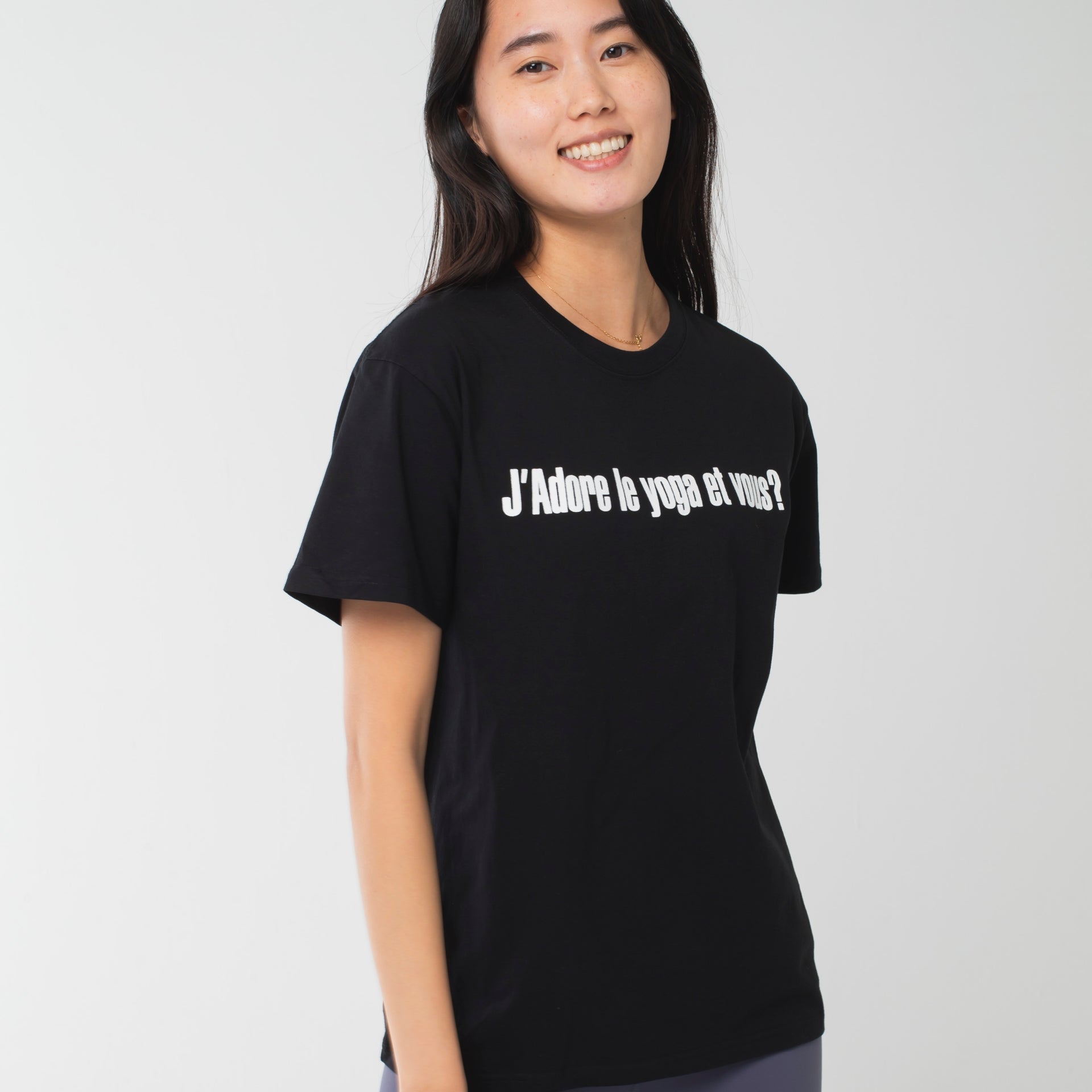 ロングライフアンドハピネス Longlife & Happiness I love yoga コットン クルー 半袖 Tシャツ （BLACK） BLACK