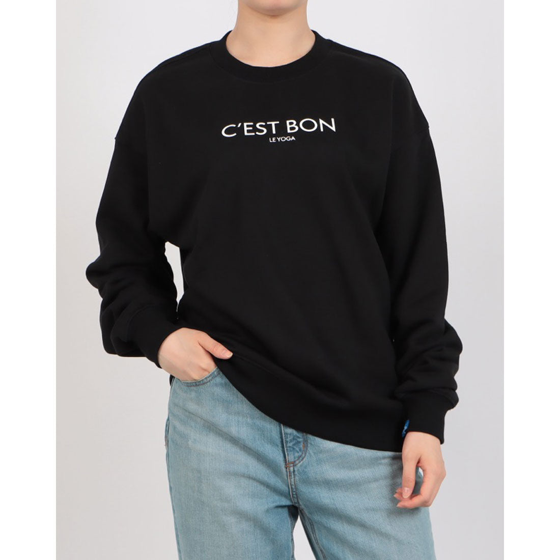 ロングライフアンドハピネス Longlife & Happiness C'est Bon le Yoga クルースウェットシャツ 裏起毛 （BLACK） BLACK