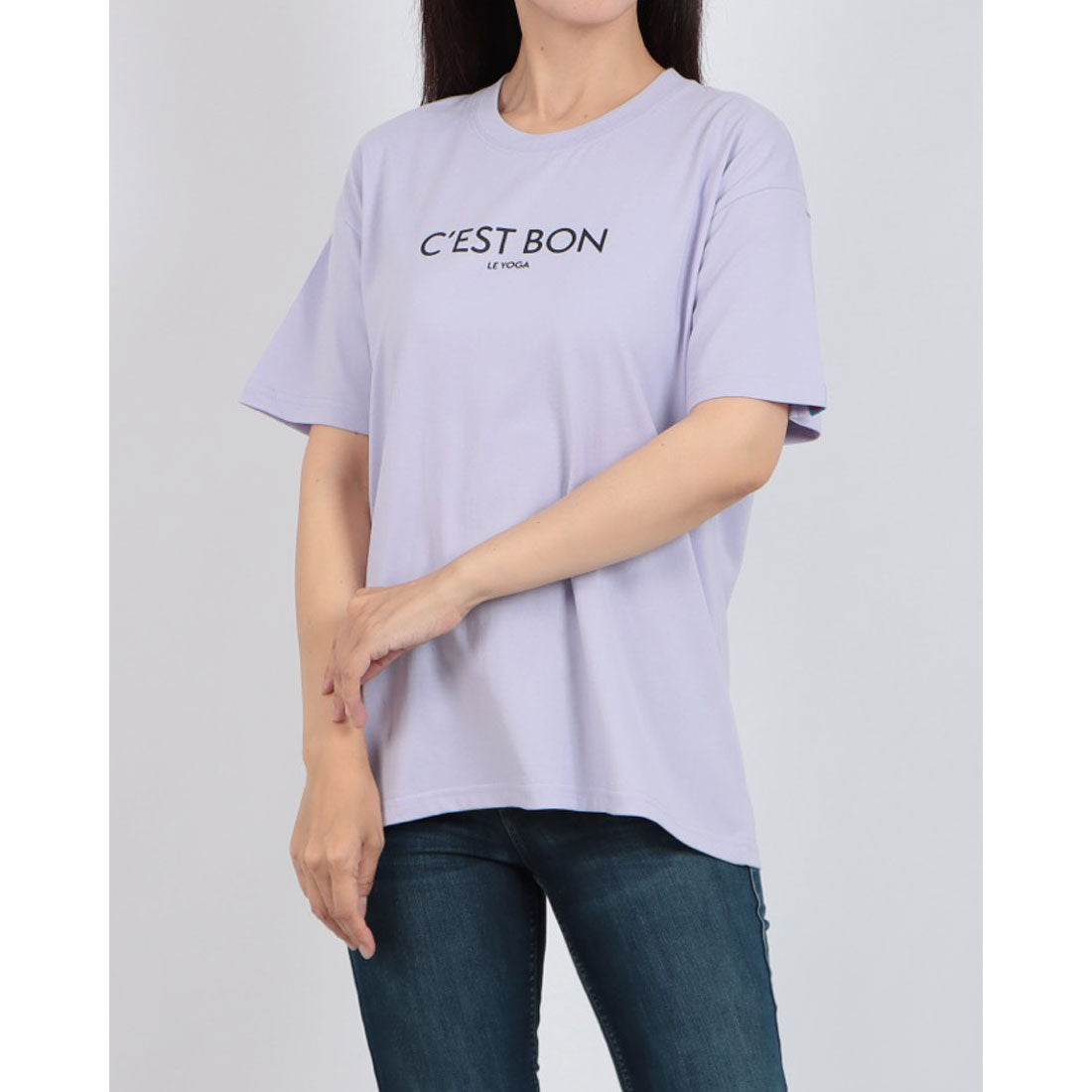 ロングライフアンドハピネス Longlife & Happiness C'est Bon le Yoga コットン クルー 半袖 Tシャツ （LAVENDER） LAVENDER