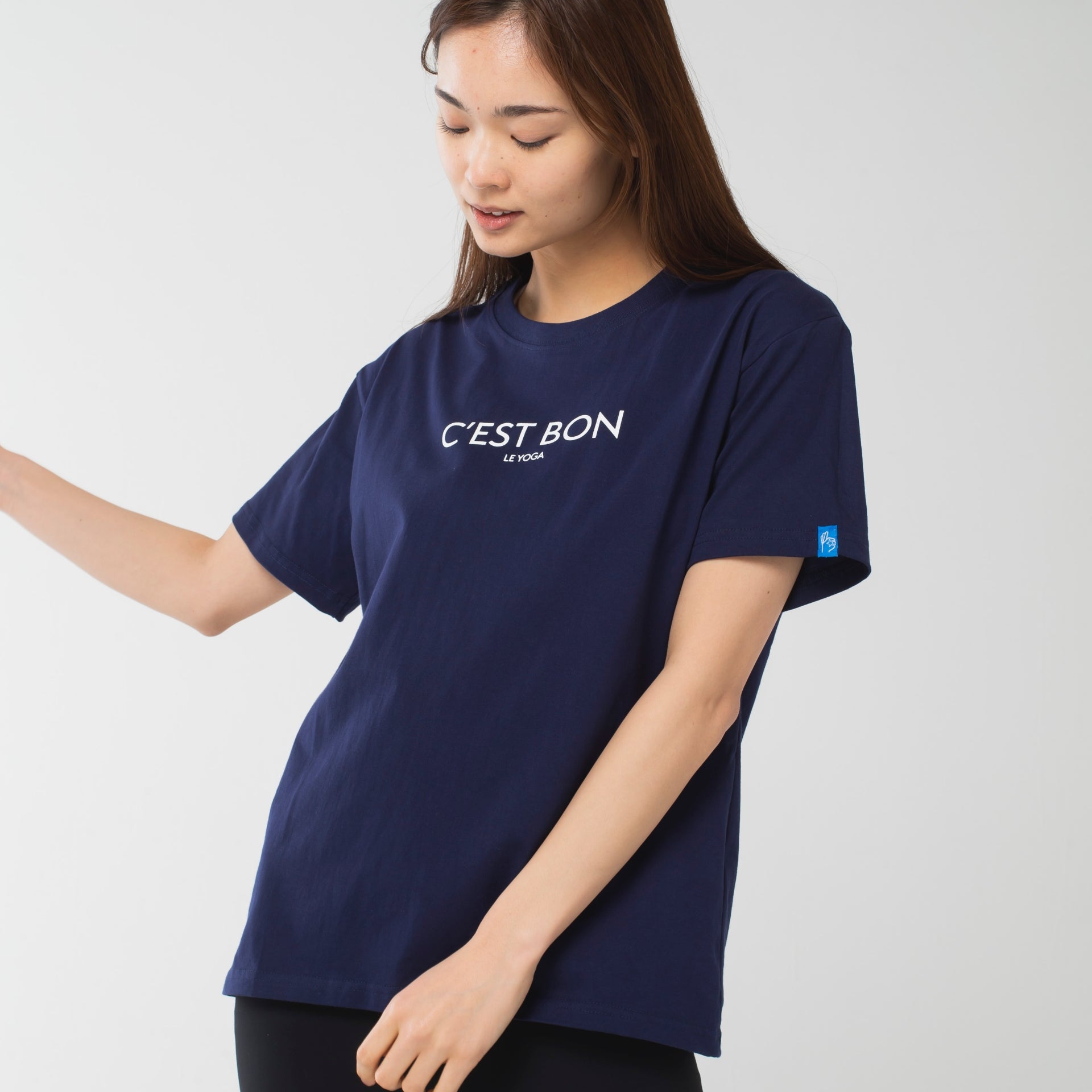 ロングライフアンドハピネス Longlife & Happiness C'est Bon le Yoga コットン クルー 半袖 Tシャツ （NAVY） NAVY